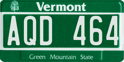 VT license plate AQD464