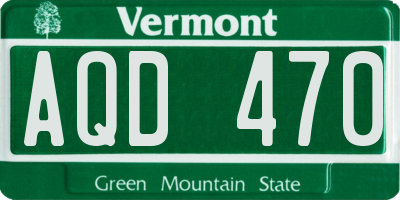 VT license plate AQD470
