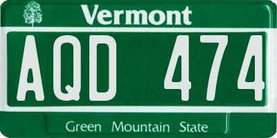 VT license plate AQD474