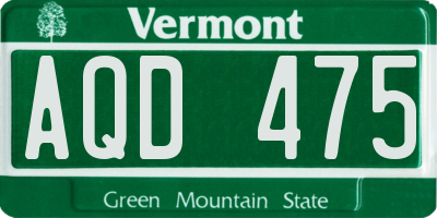 VT license plate AQD475