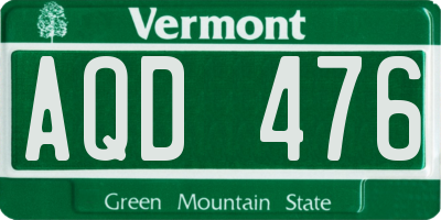 VT license plate AQD476
