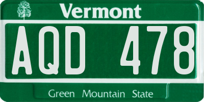 VT license plate AQD478