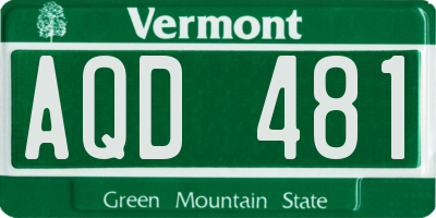 VT license plate AQD481