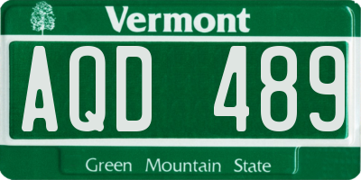 VT license plate AQD489