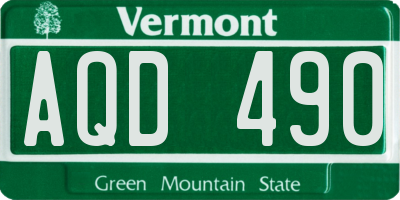 VT license plate AQD490