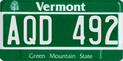 VT license plate AQD492