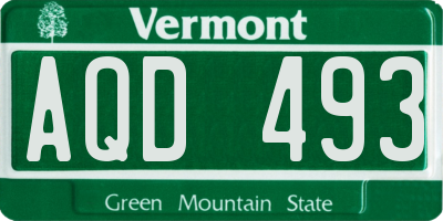 VT license plate AQD493