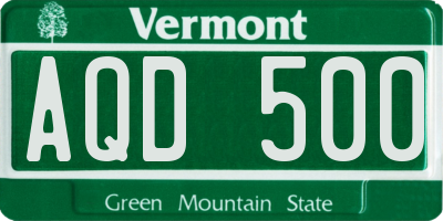 VT license plate AQD500