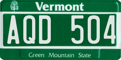 VT license plate AQD504