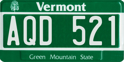 VT license plate AQD521