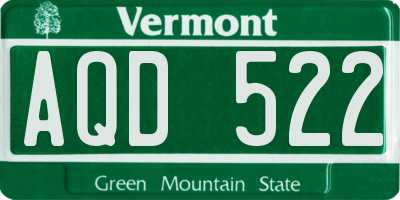 VT license plate AQD522