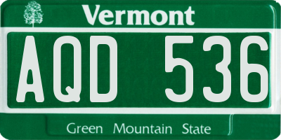 VT license plate AQD536
