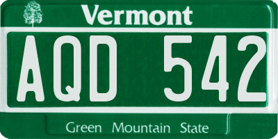 VT license plate AQD542