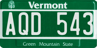VT license plate AQD543
