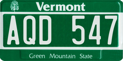 VT license plate AQD547