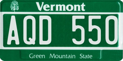 VT license plate AQD550