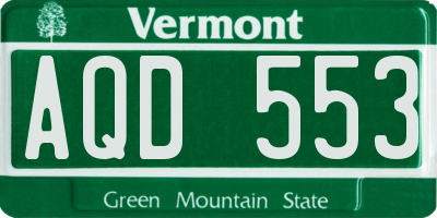 VT license plate AQD553