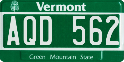 VT license plate AQD562