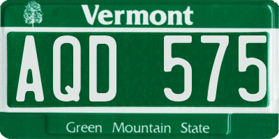 VT license plate AQD575