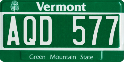 VT license plate AQD577