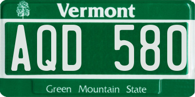 VT license plate AQD580