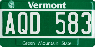 VT license plate AQD583