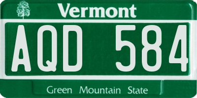 VT license plate AQD584