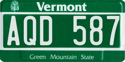 VT license plate AQD587