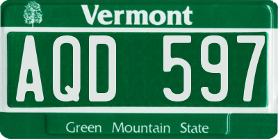 VT license plate AQD597