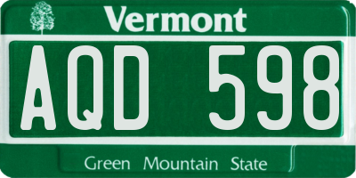 VT license plate AQD598