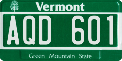 VT license plate AQD601