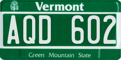 VT license plate AQD602