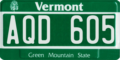 VT license plate AQD605