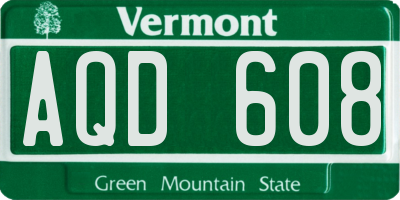 VT license plate AQD608
