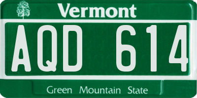 VT license plate AQD614