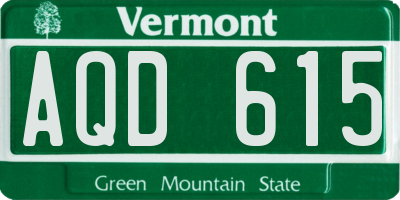 VT license plate AQD615