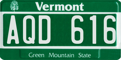 VT license plate AQD616
