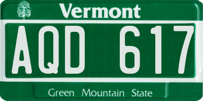VT license plate AQD617