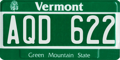 VT license plate AQD622