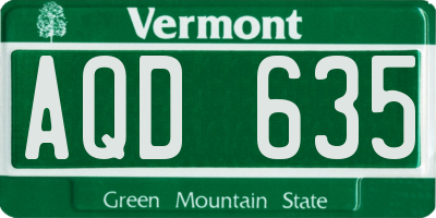 VT license plate AQD635