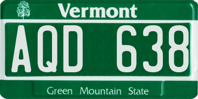 VT license plate AQD638