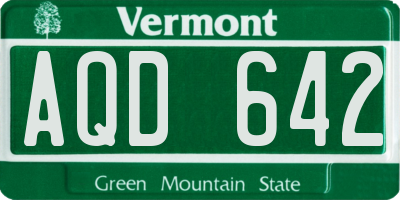 VT license plate AQD642