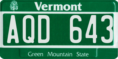VT license plate AQD643