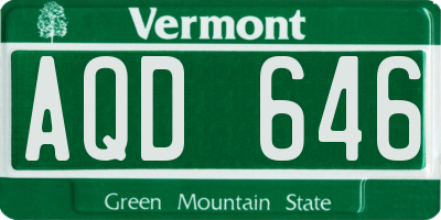 VT license plate AQD646