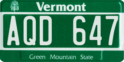 VT license plate AQD647