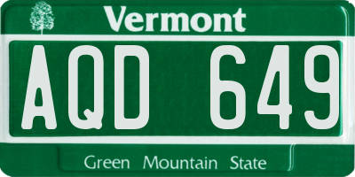 VT license plate AQD649
