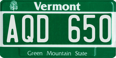 VT license plate AQD650