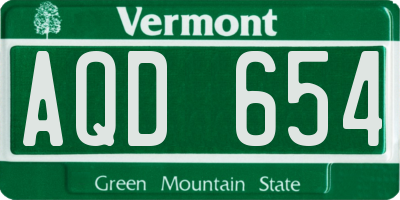 VT license plate AQD654