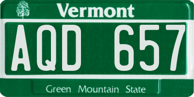 VT license plate AQD657