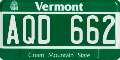 VT license plate AQD662